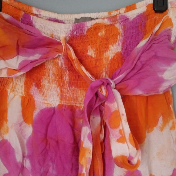 Fun Summer Skirt Floral with Back Front Ties Shirring waist - Picture 5 of 5